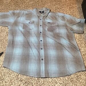 Rocawear Classic Button Up Shirt Short Sleeve Plaid Pockets 4XB/4TG‎
